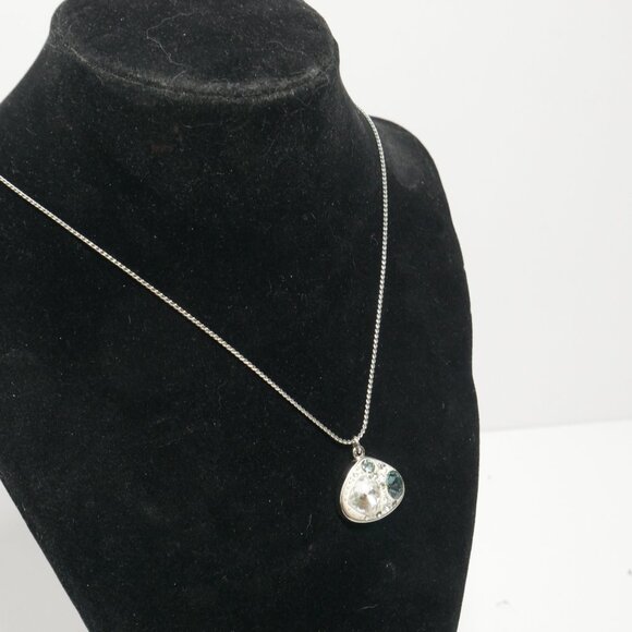 Swarovski Swan Signed Crystal Necklace Iwalani Modernist Rhodium Plated Pendant - Picture 8 of 8
